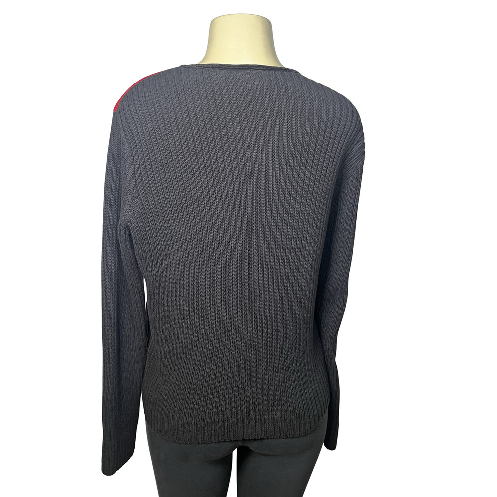 Crazy Horse Sweater Womens XL Black Red Patchwork Corduroy Velvet Zip Cardigan - Picture 4 of 12